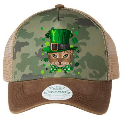 Abyssinian St Patricks Day Cat Leprechaun Hat Shamrock Funny Gift Legacy Tie Dye Trucker Hat