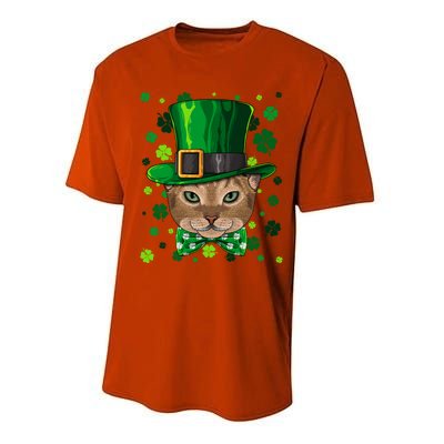 Abyssinian St Patricks Day Cat Leprechaun Hat Shamrock Funny Gift Performance Sprint T-Shirt