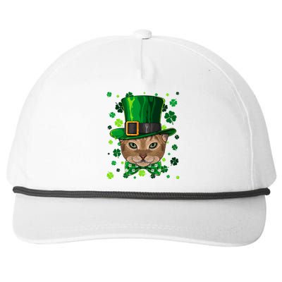 Abyssinian St Patricks Day Cat Leprechaun Hat Shamrock Funny Gift Snapback Five-Panel Rope Hat