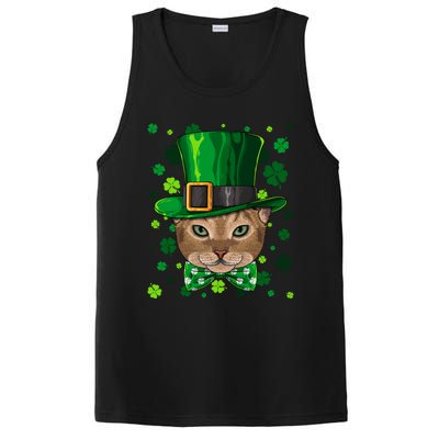 Abyssinian St Patricks Day Cat Leprechaun Hat Shamrock Funny Gift PosiCharge Competitor Tank