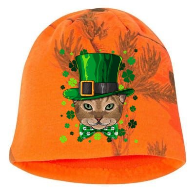 Abyssinian St Patricks Day Cat Leprechaun Hat Shamrock Funny Gift Kati - Camo Knit Beanie