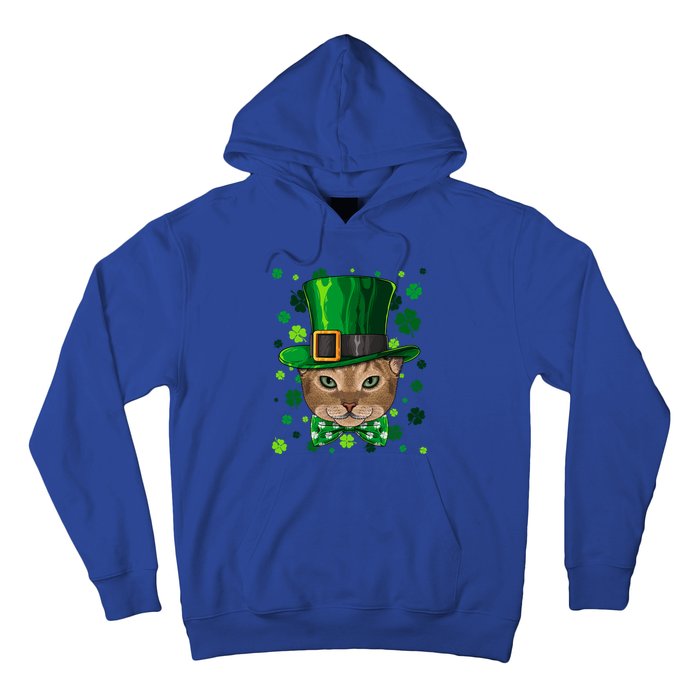 Abyssinian St Patricks Day Cat Leprechaun Hat Shamrock Funny Gift Hoodie