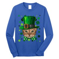 Abyssinian St Patricks Day Cat Leprechaun Hat Shamrock Funny Gift Long Sleeve Shirt