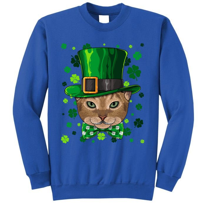 Abyssinian St Patricks Day Cat Leprechaun Hat Shamrock Funny Gift Sweatshirt