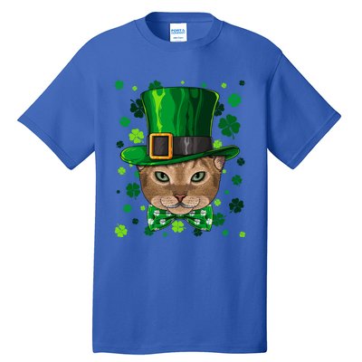 Abyssinian St Patricks Day Cat Leprechaun Hat Shamrock Funny Gift Tall T-Shirt