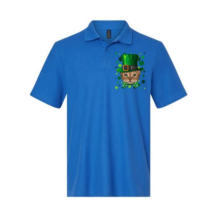 Abyssinian St Patricks Day Cat Leprechaun Hat Shamrock Funny Gift Softstyle Adult Sport Polo