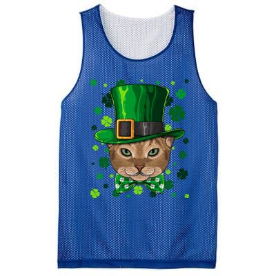 Abyssinian St Patricks Day Cat Leprechaun Hat Shamrock Funny Gift Mesh Reversible Basketball Jersey Tank