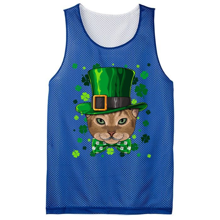 Abyssinian St Patricks Day Cat Leprechaun Hat Shamrock Funny Gift Mesh Reversible Basketball Jersey Tank