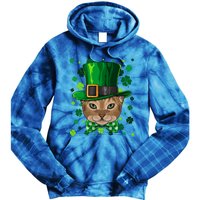 Abyssinian St Patricks Day Cat Leprechaun Hat Shamrock Funny Gift Tie Dye Hoodie