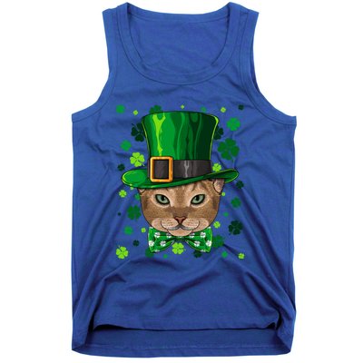 Abyssinian St Patricks Day Cat Leprechaun Hat Shamrock Funny Gift Tank Top