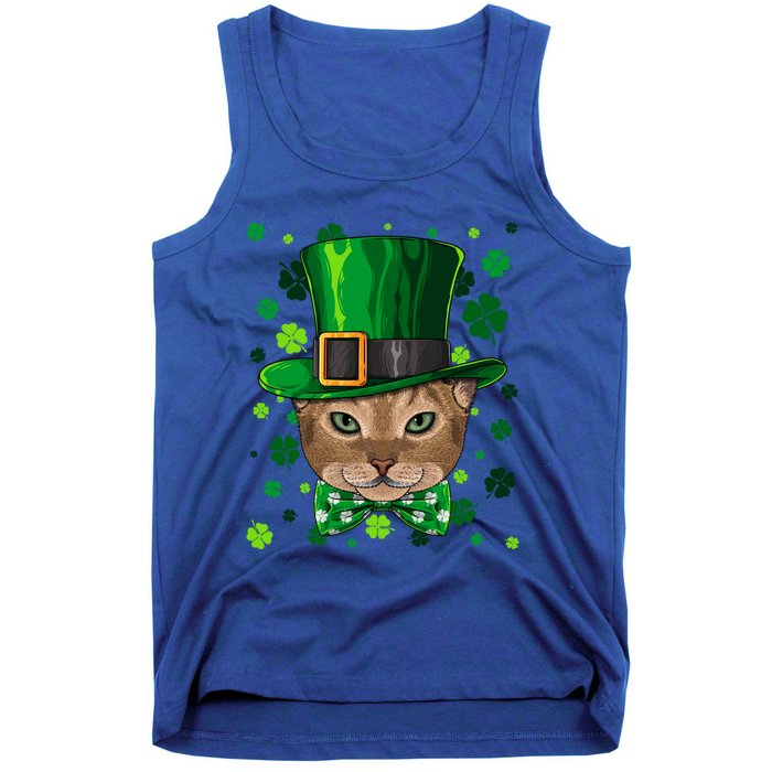 Abyssinian St Patricks Day Cat Leprechaun Hat Shamrock Funny Gift Tank Top