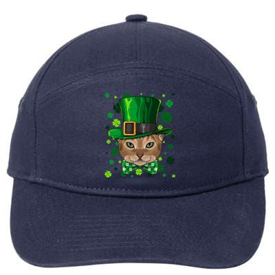 Abyssinian St Patricks Day Cat Leprechaun Hat Shamrock Funny Gift 7-Panel Snapback Hat