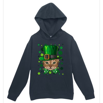 Abyssinian St Patricks Day Cat Leprechaun Hat Shamrock Funny Gift Urban Pullover Hoodie