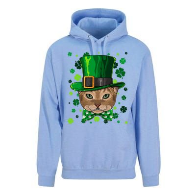 Abyssinian St Patricks Day Cat Leprechaun Hat Shamrock Funny Gift Unisex Surf Hoodie