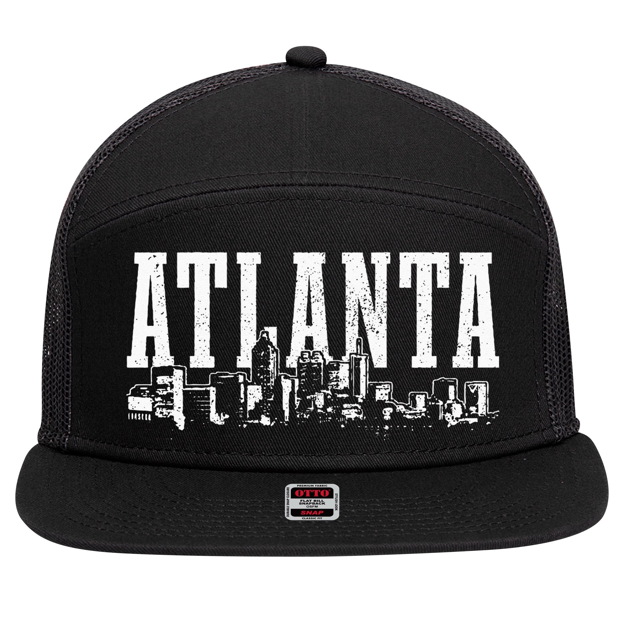 Atlanta Skyline Pride Georgia Vintage Atlanta 7 Panel Mesh Trucker Snapback Hat