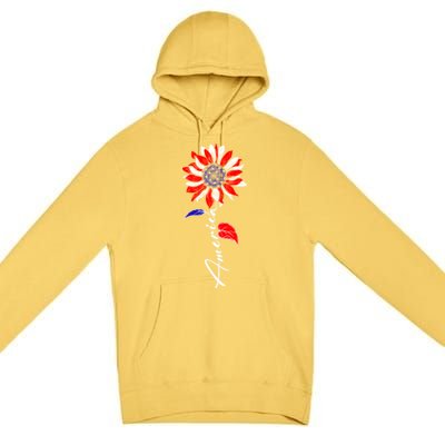 America Sunflower Patriotic Graphic 4th Of July Gift Premium Pullover Hoodie