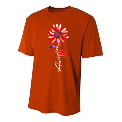 America Sunflower Patriotic Graphic 4th Of July Gift Performance Sprint T-Shirt