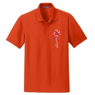 America Sunflower Patriotic Graphic 4th Of July Gift Dry Zone Grid Polo