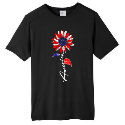 America Sunflower Patriotic Graphic 4th Of July Gift Tall Fusion ChromaSoft Performance T-Shirt