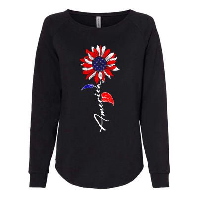 America Sunflower Patriotic Graphic 4th Of July Gift Womens California Wash Sweatshirt