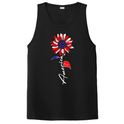 America Sunflower Patriotic Graphic 4th Of July Gift PosiCharge Competitor Tank