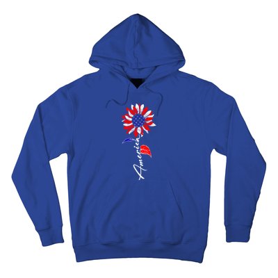 America Sunflower Patriotic Graphic 4th Of July Gift Hoodie