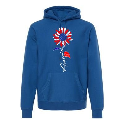 America Sunflower Patriotic Graphic 4th Of July Gift Premium Hoodie