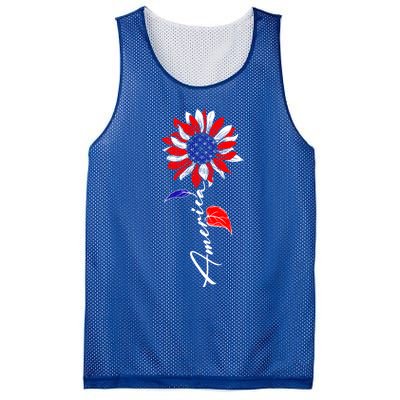 America Sunflower Patriotic Graphic 4th Of July Gift Mesh Reversible Basketball Jersey Tank