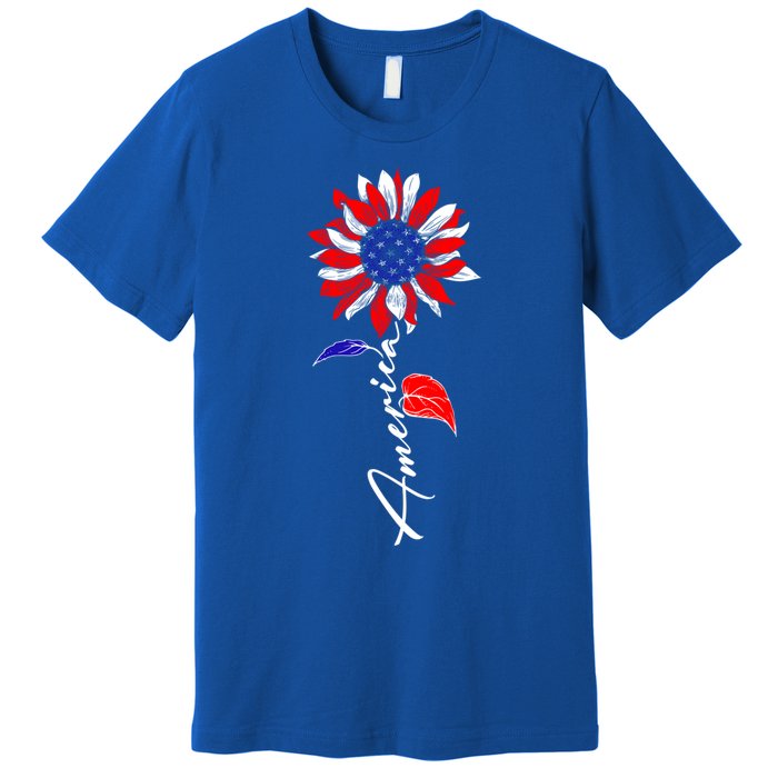 America Sunflower Patriotic Graphic 4th Of July Gift Premium T-Shirt