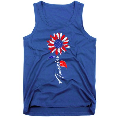 America Sunflower Patriotic Graphic 4th Of July Gift Tank Top