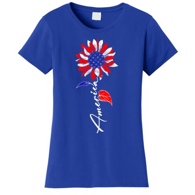 America Sunflower Patriotic Graphic 4th Of July Gift Women's T-Shirt