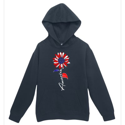 America Sunflower Patriotic Graphic 4th Of July Gift Urban Pullover Hoodie