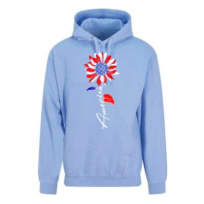 America Sunflower Patriotic Graphic 4th Of July Gift Unisex Surf Hoodie