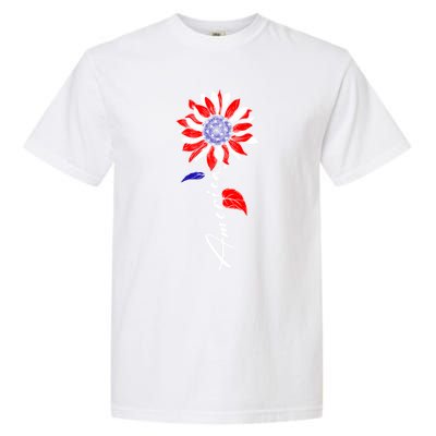 America Sunflower Patriotic Graphic 4th Of July Gift Garment-Dyed Heavyweight T-Shirt