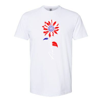 America Sunflower Patriotic Graphic 4th Of July Gift Softstyle CVC T-Shirt