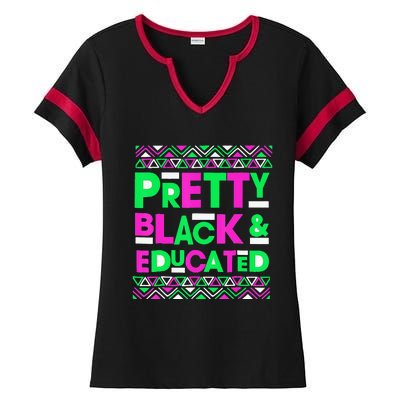 AKA Sorority Pretty Black Educated Black History Month Gift Ladies Halftime Notch Neck Tee