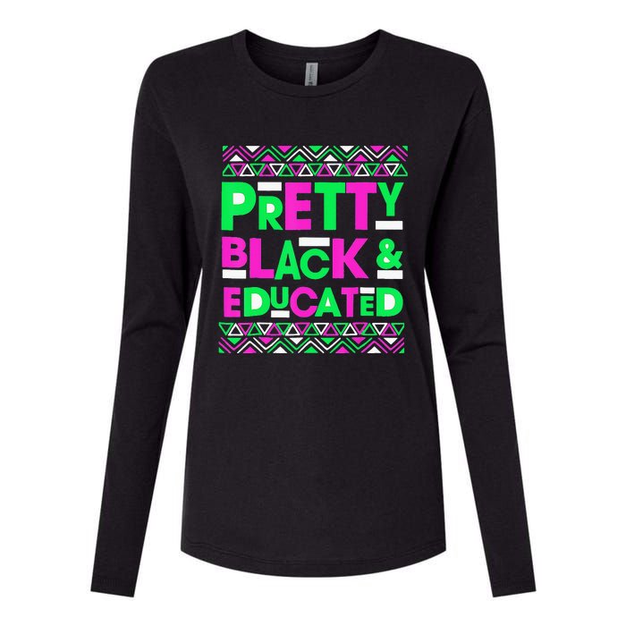 AKA Sorority Pretty Black Educated Black History Month Gift Womens Cotton Relaxed Long Sleeve T-Shirt