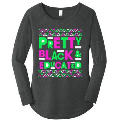 AKA Sorority Pretty Black Educated Black History Month Gift Women's Perfect Tri Tunic Long Sleeve Shirt