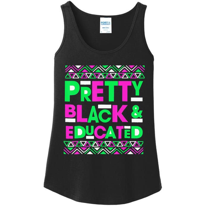 AKA Sorority Pretty Black Educated Black History Month Gift Ladies Essential Tank