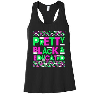 AKA Sorority Pretty Black Educated Black History Month Gift Women's Racerback Tank