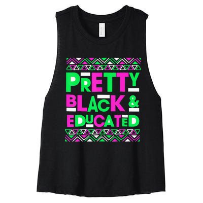 AKA Sorority Pretty Black Educated Black History Month Gift Women's Racerback Cropped Tank