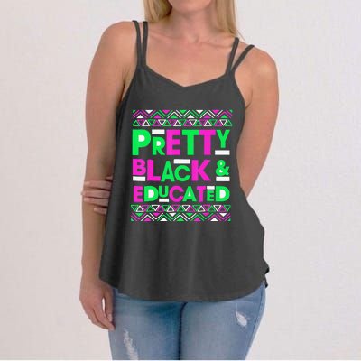 AKA Sorority Pretty Black Educated Black History Month Gift Women's Strappy Tank