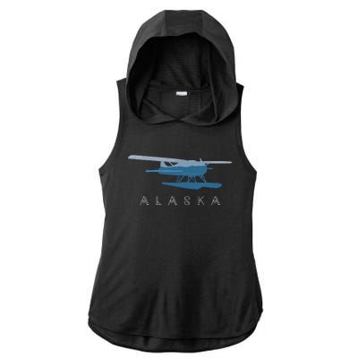 Alaska Sea Plane Seaplane Pilot Alaskan Landscape Ladies PosiCharge Tri-Blend Wicking Draft Hoodie Tank