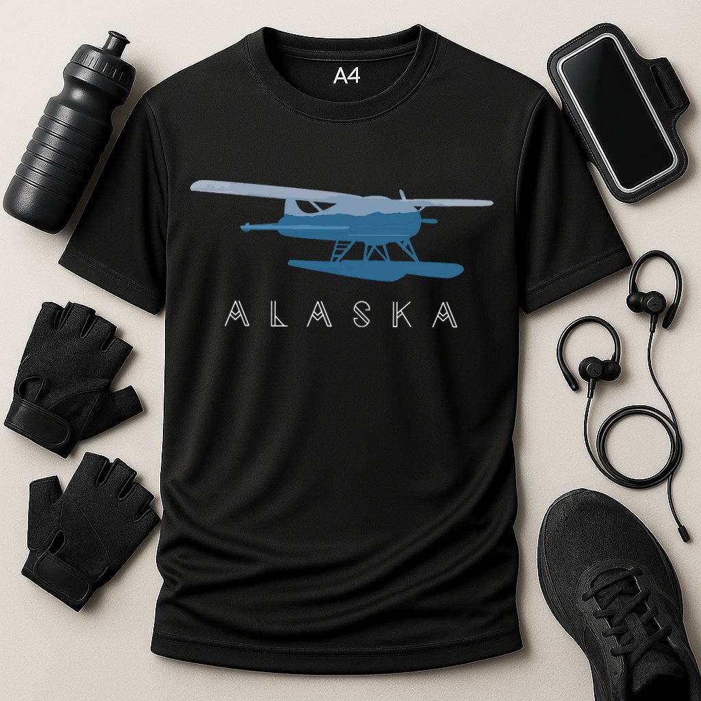 Alaska Sea Plane Seaplane Pilot Alaskan Landscape Cooling Performance Crew T-Shirt