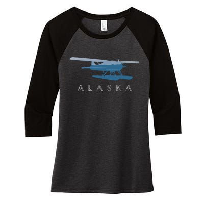 Alaska Sea Plane Seaplane Pilot Alaskan Landscape Women's Tri-Blend 3/4-Sleeve Raglan Shirt