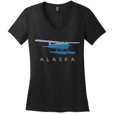 Alaska Sea Plane Seaplane Pilot Alaskan Landscape Women's V-Neck T-Shirt