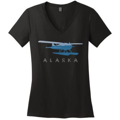 Alaska Sea Plane Seaplane Pilot Alaskan Landscape Women's V-Neck T-Shirt