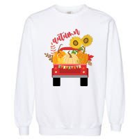 Autumn Sunflower Pumpkin Vintage Truck Garment-Dyed Sweatshirt