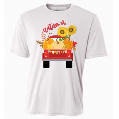 Autumn Sunflower Pumpkin Vintage Truck Cooling Performance Crew T-Shirt