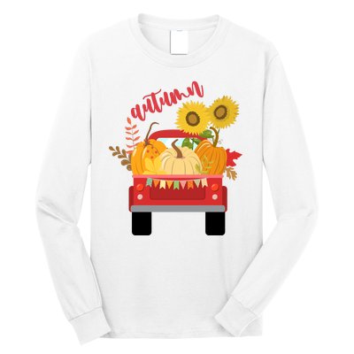 Autumn Sunflower Pumpkin Vintage Truck Long Sleeve Shirt